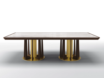 PETRUS - Rectangular table in calacatta marble and canaletto walnut by BRUNO ZAMPA - view 2